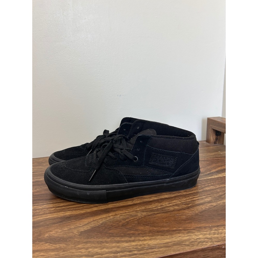Vans Skate Half Cab Black Black Suede Canvas Mid Top Sneakers Mens 9